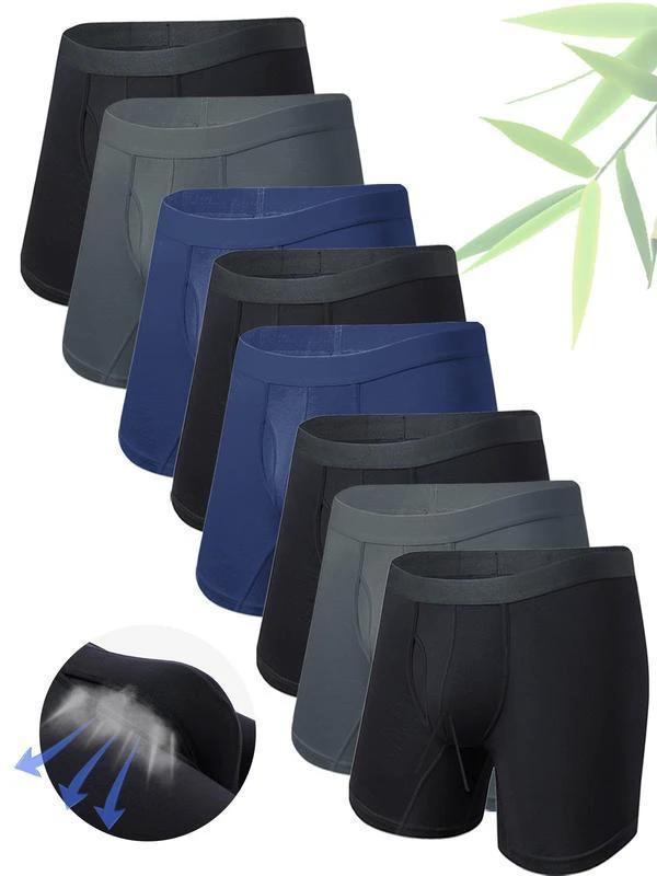 Men's Pure Color Bamboo Fiber Boxing Underwear Breathable