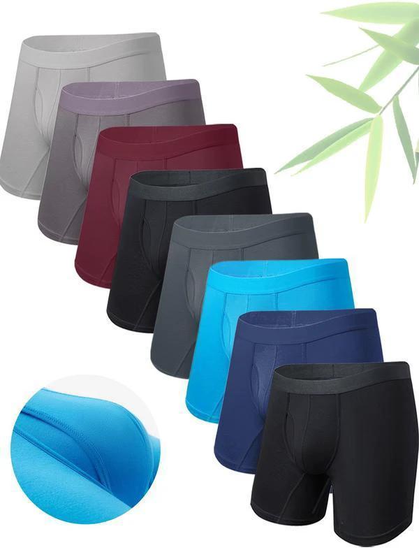 Men's Pure Color Bamboo Fiber Boxing Underwear Breathable