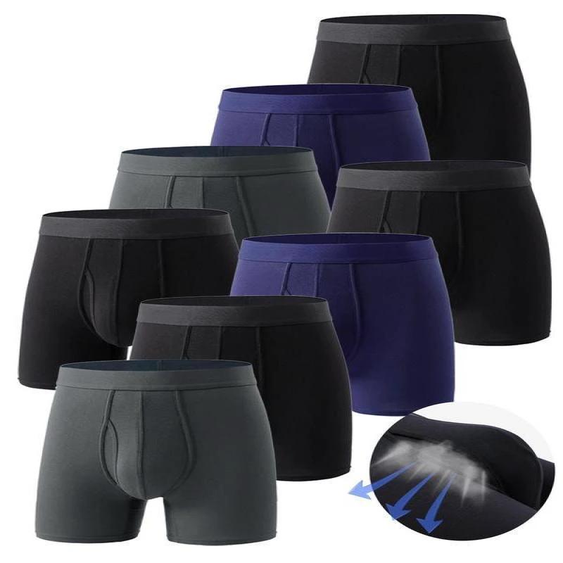 Men's Pure Color Bamboo Fiber Boxing Underwear Breathable