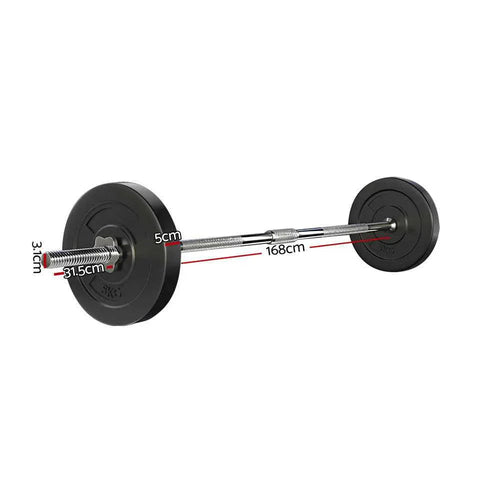 18KG Barbell Weight Set Plates Bar Bench Press Fitness Exercise Home
