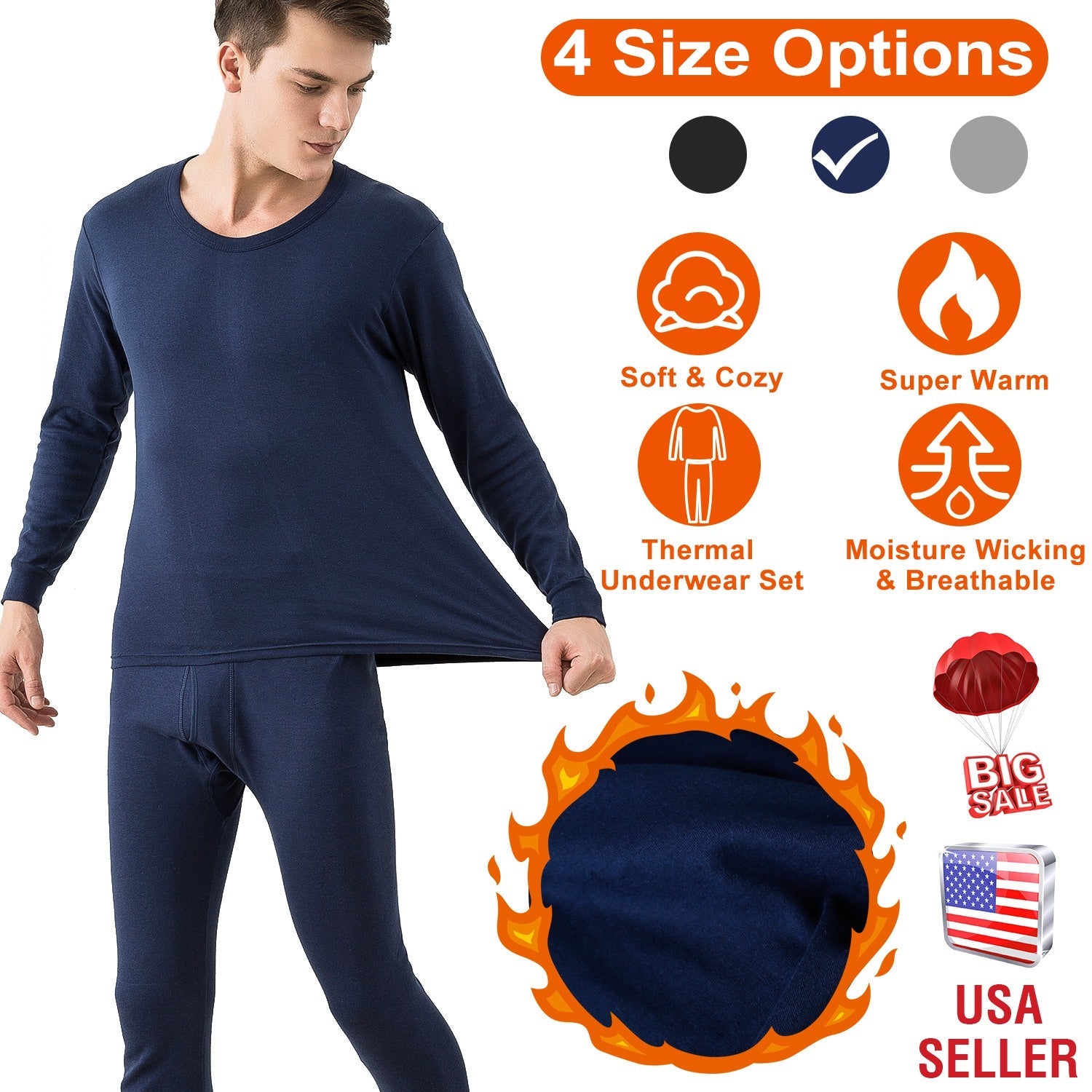 Men Thermal Underwear Set Long Johns Pants Long Sleeve Soft Underwear Kit Top Bottom Winter Sports Suits