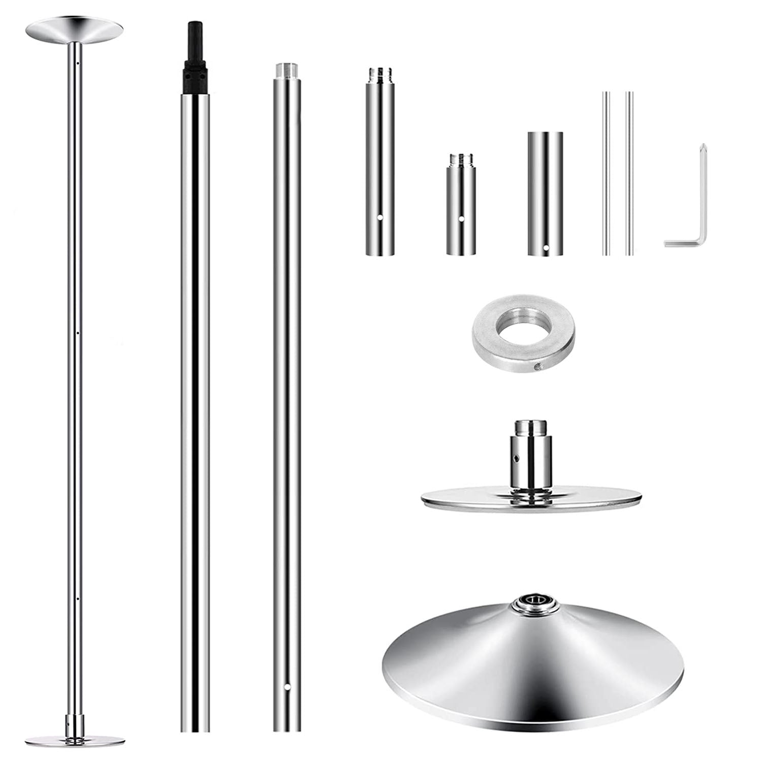 Stripper Dance Pole 45mm Spinning Static Dancing Pole with 88-108.1in Adjustable Height 551LBS Weight Capacity for Fitness Exercise Party Home Club Gy