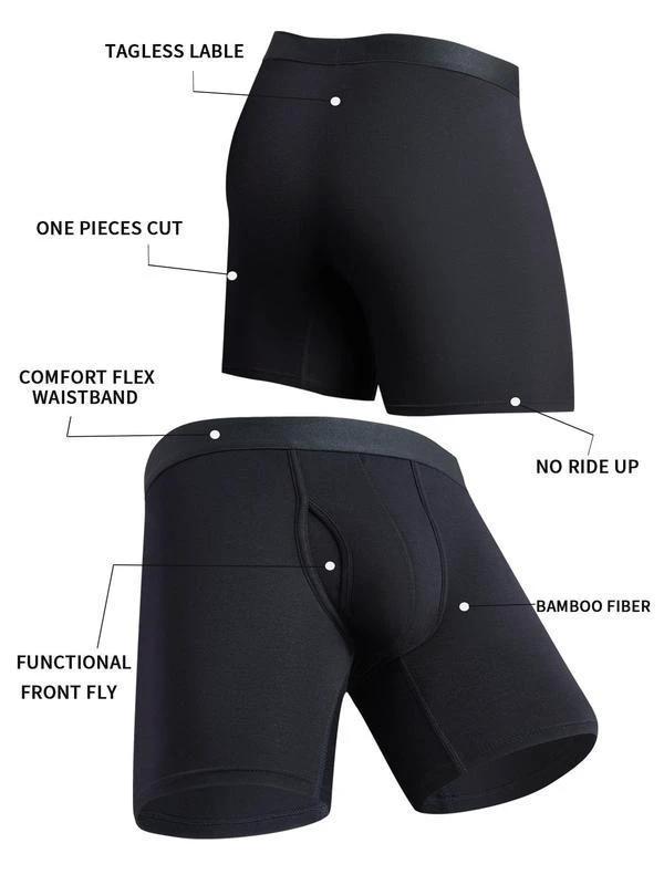 Men's Pure Color Bamboo Fiber Boxing Underwear Breathable
